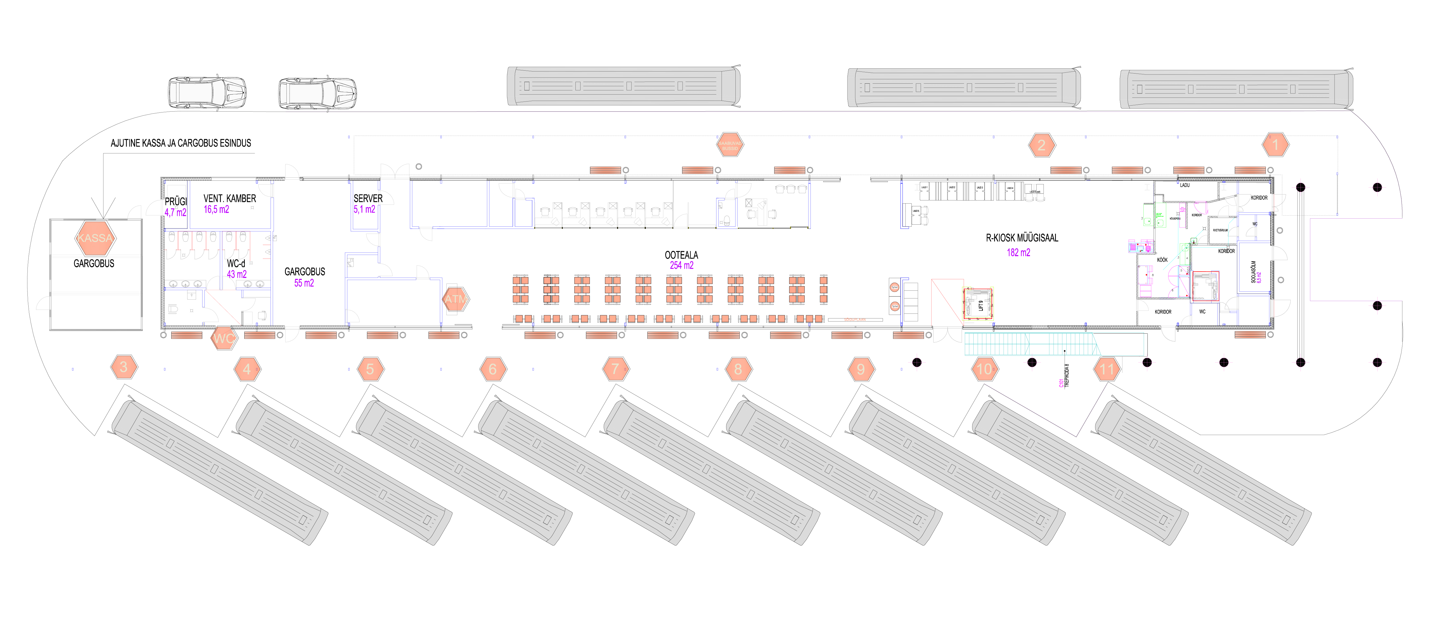 Схема расположения бытовок Тартуского Автовокзала